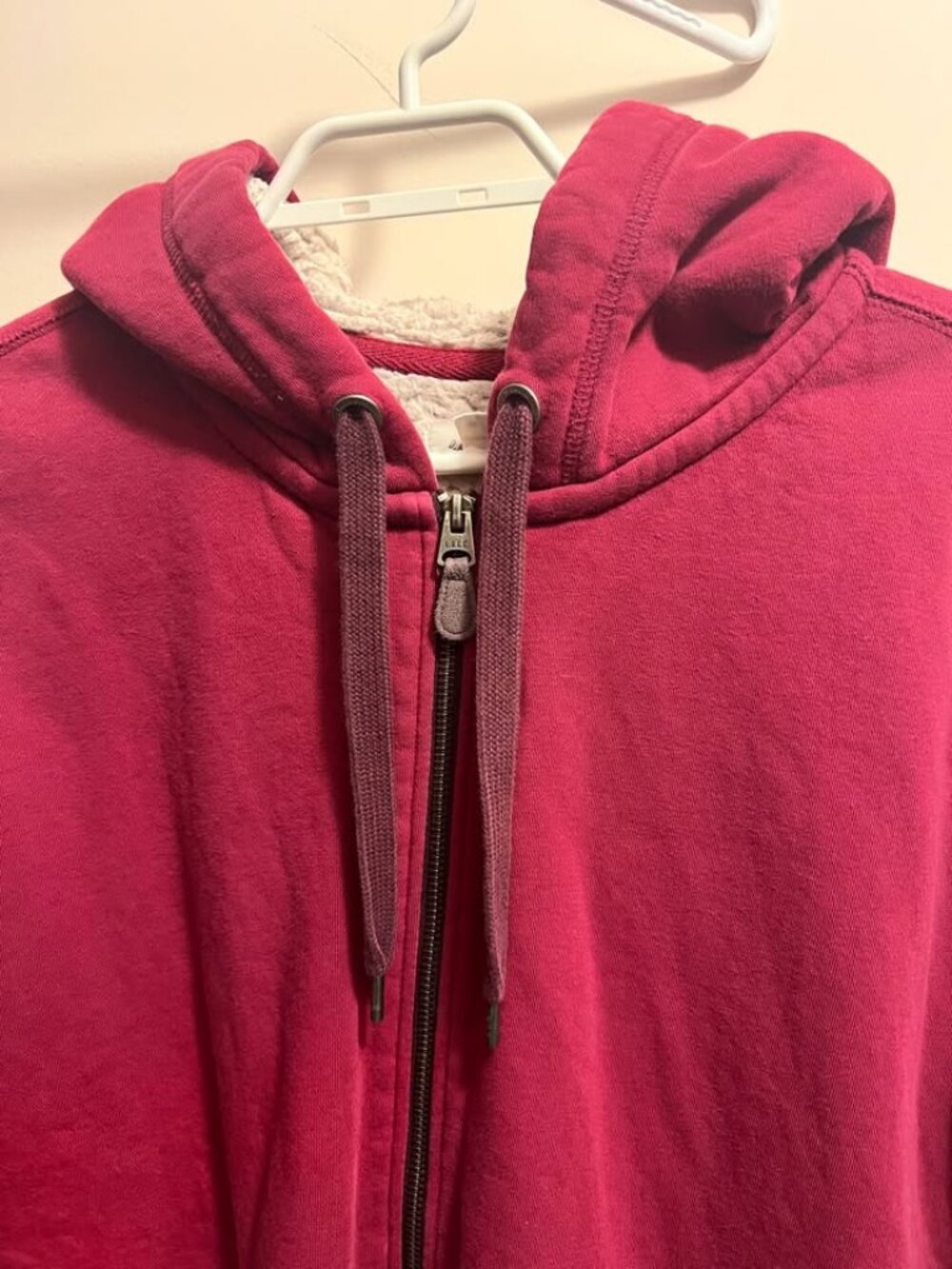 H&M L.O.G.G. Men's Sherpa Lined Zip Hoodie XL Raspberry Red Warm Full Zip